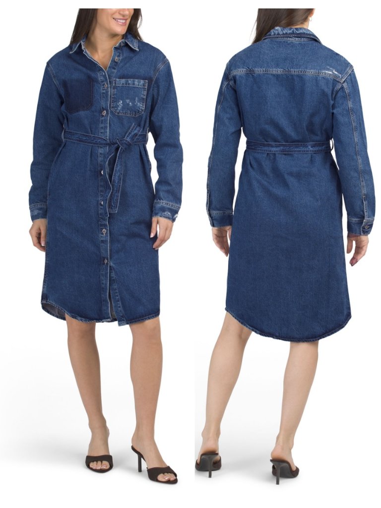 Ag Adriano Goldschmied Mille Distressed Denim Shirt Dress
